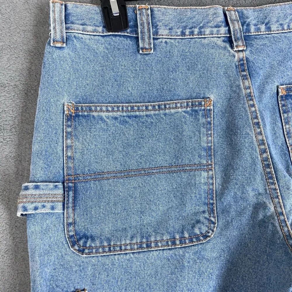 Route 66 Men's Carpenter Denim Shorts Blue Light Wash Hammer Loop Size 36